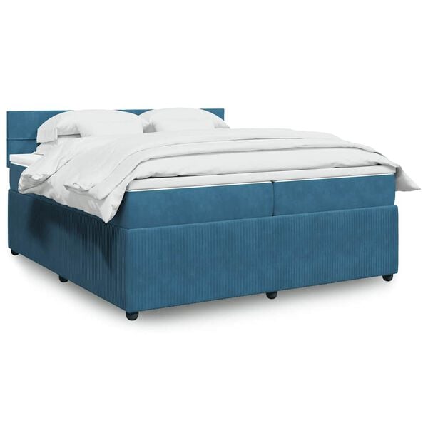 vidaXL Cama box spring con colch&oacute;n terciopelo azul 200x200 cm