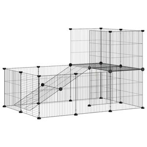 vidaXL Jaula para mascotas de 20 paneles puerta acero negro 35x35 cm