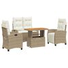 vidaXL Set de comedor jard&iacute;n con cojines 4 pzas rat&aacute;n sint&eacute;tico beige