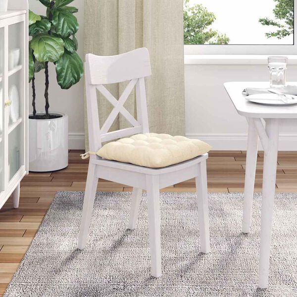 vidaXL Cojines para asiento 4 pcs Crema 40 x 40 x 6 cm Tela de pana