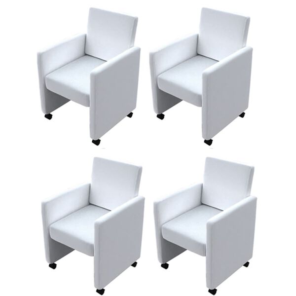 vidaXL Sillas de comedor 4 unidades cuero sint&eacute;tico blanco