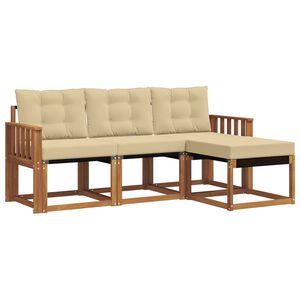 vidaXL Conjunto de sof&aacute;s de exterior con coj&iacute;n 4 pcs Natural y Beige