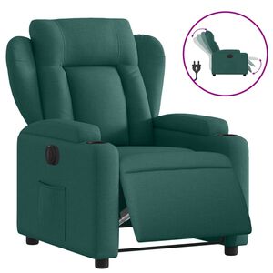 vidaXL Sill&oacute;n reclinable el&eacute;ctrico tela verde oscuro