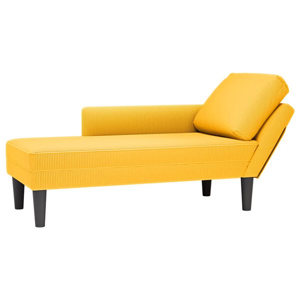 vidaXL Chaise longue con coj&iacute;n de tela de pana amarillo claro