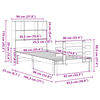vidaXL Cama con estanter&iacute;a sin colch&oacute;n madera maciza marr&oacute;n 90x190 cm