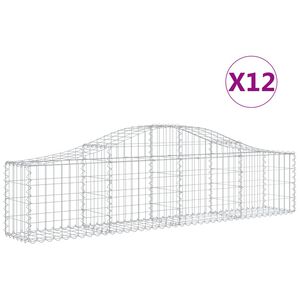 vidaXL Cestas de gaviones 12 uds forma de arco hierro 200x30x40/60 cm