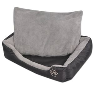 vidaXL Cama para perro con coj&iacute;n acolchado XL negra