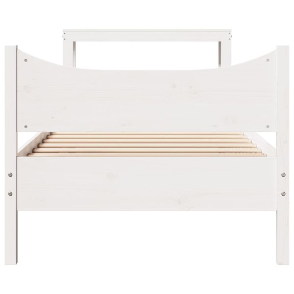 vidaXL Estructura de cama con cabecero madera de pino blanca 90x200 cm