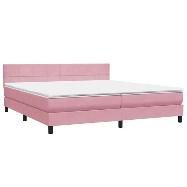 vidaXL Cama box spring con colch&oacute;n terciopelo rosa 180x210 cm