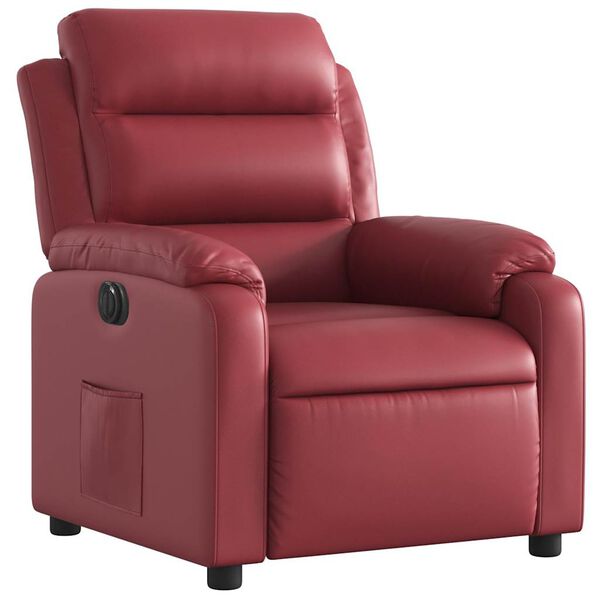 vidaXL Sill&oacute;n reclinable el&eacute;ctrico de cuero sint&eacute;tico rojo tinto