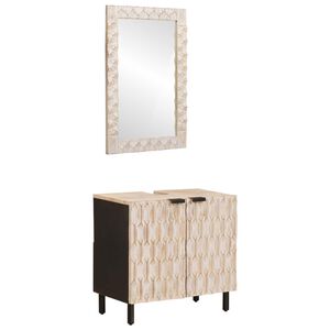 vidaXL Juegos de Ba&ntilde;o Acabado de Lavado Madera de mango maciza