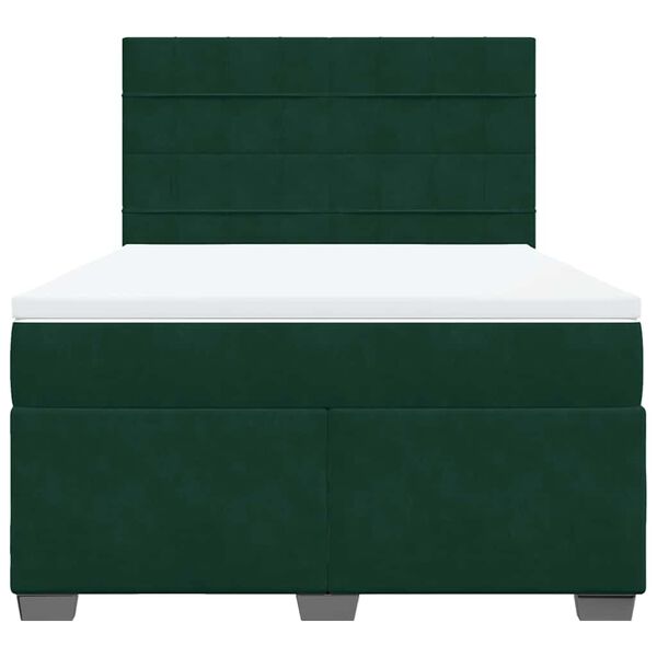 vidaXL Cama box spring con colch&oacute;n terciopelo verde oscuro 140x190 cm