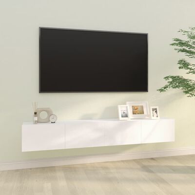 vidaXL Muebles TV de pared 2 uds madera ingeniería blanco 100x30x30 cm