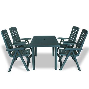 vidaXL Juego de comedor de jardín 5 piezas plástico verde