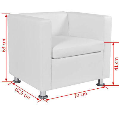 vidaXL Set de sofás de 2 y 3 plazas y sillón de cuero artificial blanco
