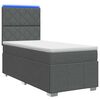vidaXL Cama de muelles con LED y colch&oacute;n Gris oscuro 90 x 190 cm Tela
