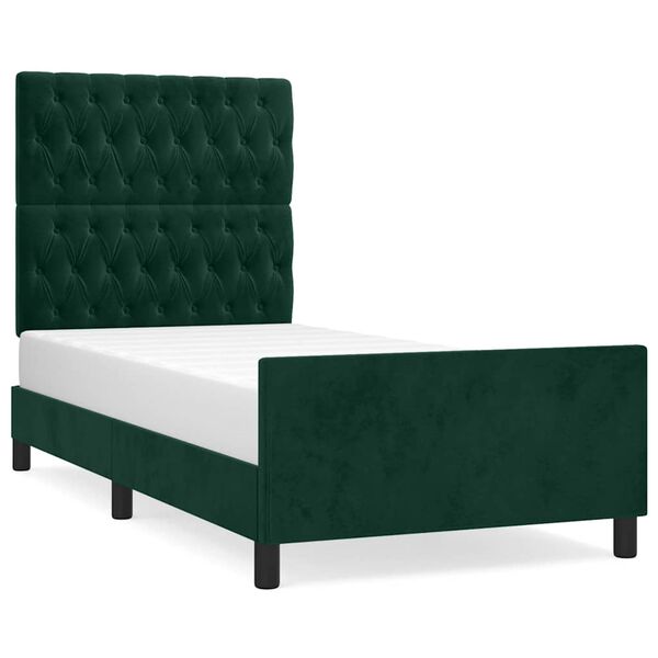 vidaXL Estructura cama sin colch&oacute;n terciopelo verde oscuro 100x200 cm