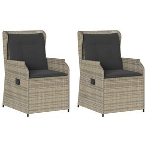 vidaXL Banco de jardín 2 pcs Gris Claro ratán sintético