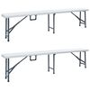 vidaXL Bancos de jard&iacute;n plegables 2 unidades 180 cm HDE blanco