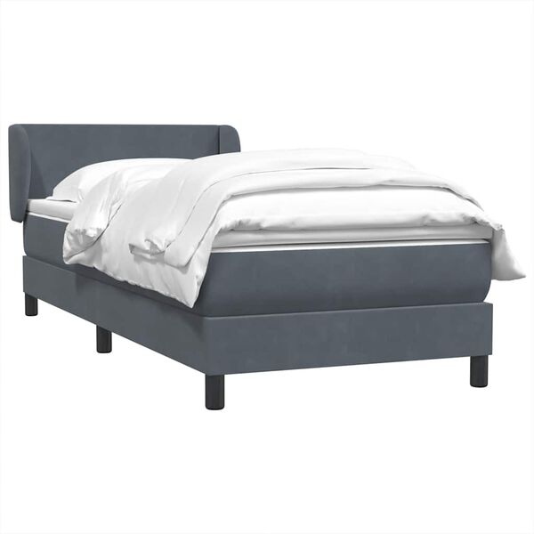vidaXL Cama box spring con colch&oacute;n terciopelo gris oscuro 80x210 cm