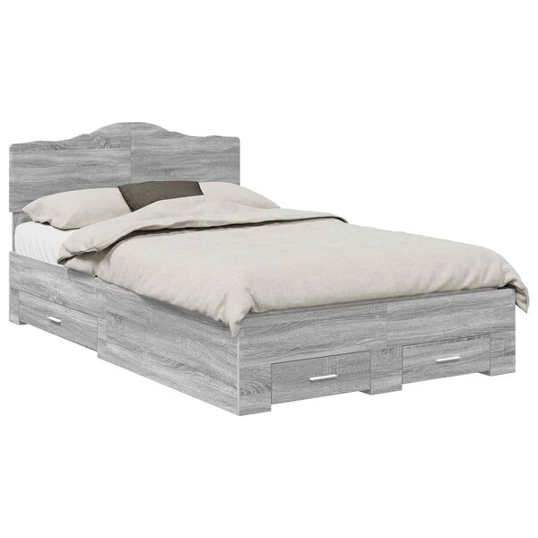vidaXL Estructura de cama con cabecera Gris Sonoma 120 x 190 cm
