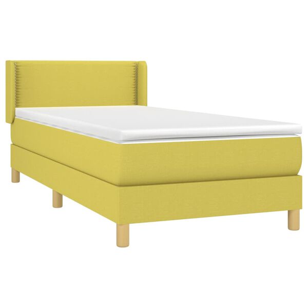 vidaXL Cama box spring con colch&oacute;n tela verde 90x200 cm