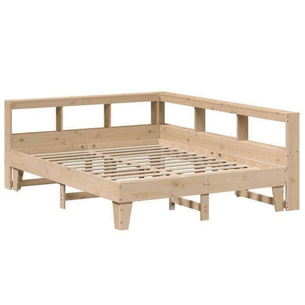 vidaXL Cama con estanter&iacute;a sin colch&oacute;n madera maciza de pino 140x200cm