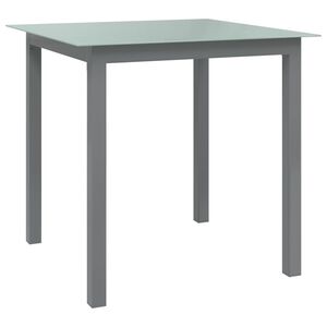 vidaXL Mesa de jard&iacute;n de aluminio y vidrio gris claro 80x80x74 cm