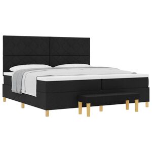 vidaXL Cama tipo Box Spring con colch&oacute;n Negro 200 x 200 cm tela