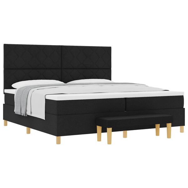 vidaXL Cama tipo Box Spring con colch&oacute;n Negro 200 x 200 cm tela