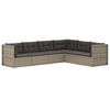 vidaXL Set de muebles de jard&iacute;n 6 pzas y cojines rat&aacute;n sint&eacute;tico gris