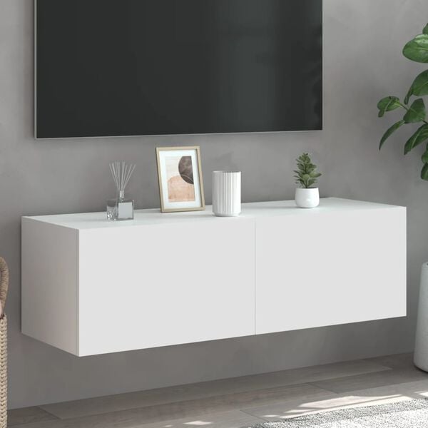 vidaXL Mueble de TV de pared con luces LED blanco 100x35x31 cm