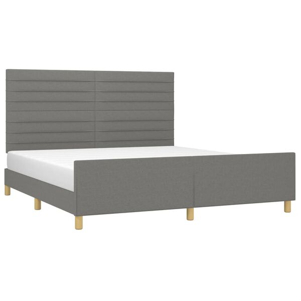 vidaXL Cama sin colch&oacute;n de tela gris oscuro 180x200 cm