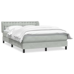 vidaXL Cama box spring con colch&oacute;n terciopelo gris claro 160x210 cm