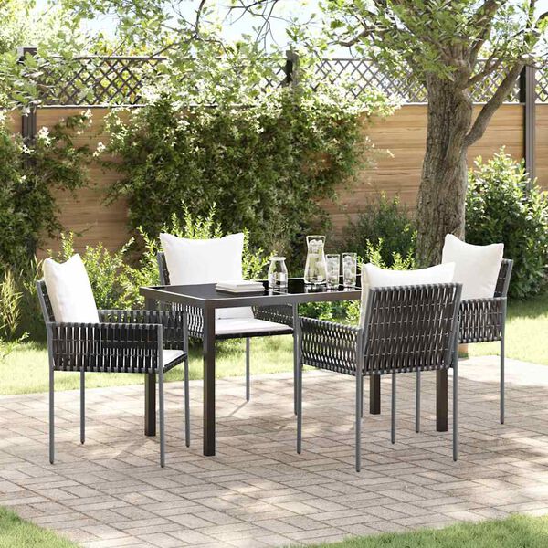 vidaXL Conjunto de Comedor de Jard&iacute;n 5 pcs Marr&oacute;n y Negro