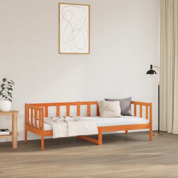 vidaXL Estructura de cama con cabecera Marr&oacute;n cera 80 x 200 cm
