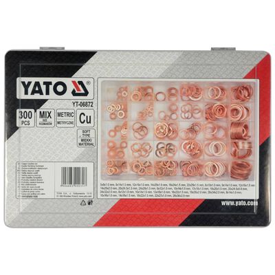 YATO Set de arandelas de cobre 300 piezas YT-06872