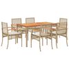 vidaXL Set comedor de jard&iacute;n 7 pzas con cojines rat&aacute;n sint&eacute;tico beige