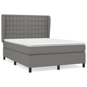 vidaXL Cama box spring con colch&oacute;n tela gris oscuro 140x200 cm