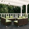 vidaXL Set muebles de jard&iacute;n 8 piezas y cojines rat&aacute;n sint&eacute;tico marr&oacute;n