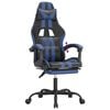 vidaXL Silla gaming con reposapiés cuero sintético negro azul