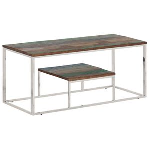 vidaXL Mesa de centro acero inoxidable y madera reciclada plateado