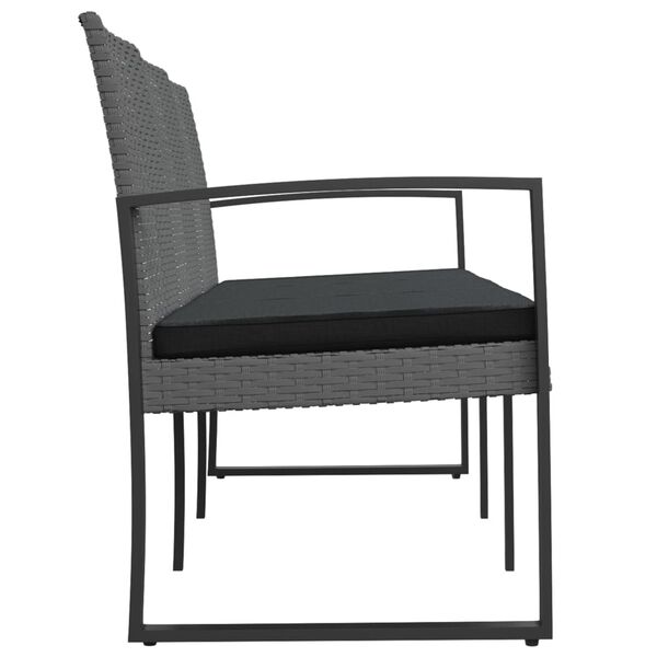 vidaXL Banco jardín 3 plazas cojines PP aspecto de ratán gris oscuro