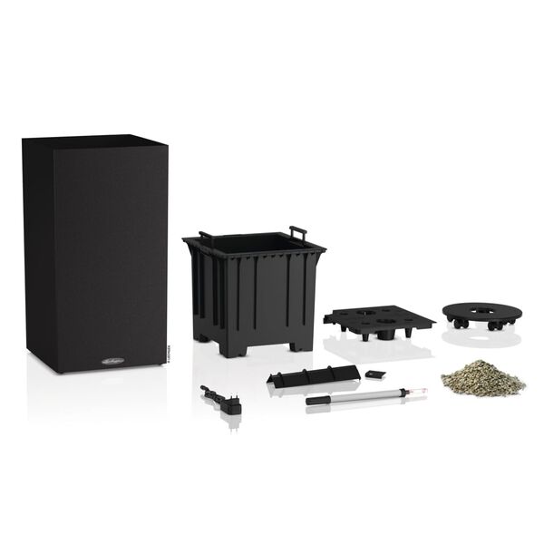 LECHUZA Jardinera CANTO Stone 40 LED High ALL-IN-ONE 40x40 cm negro