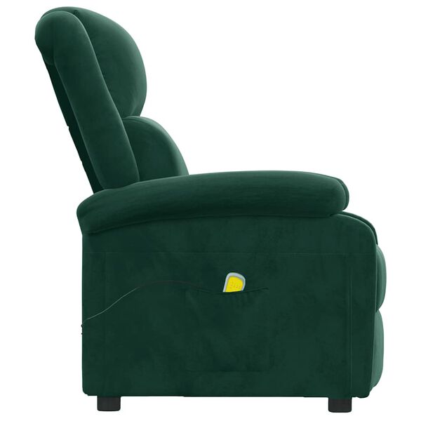 vidaXL Sill&oacute;n de masaje de terciopelo verde oscuro