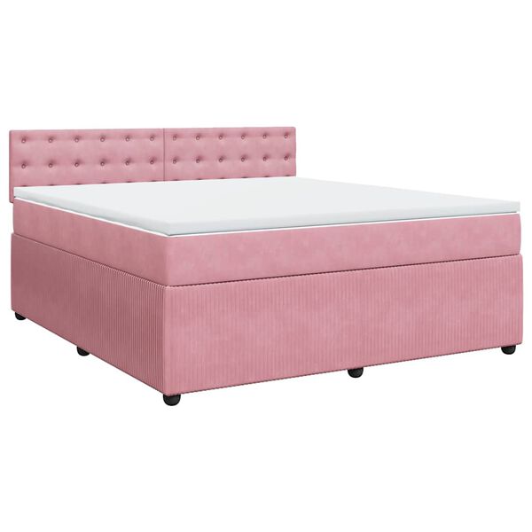 vidaXL Cama box spring con colch&oacute;n terciopelo rosa 180x200 cm