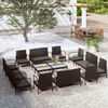 vidaXL Set muebles de jardín 16 piezas y cojines ratán sintético negro