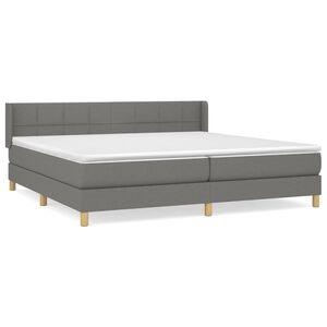 vidaXL Cama box spring con colch&oacute;n tela gris oscuro 200x200 cm