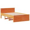 vidaXL Cama con cabecero sin colch&oacute;n madera maciza marr&oacute;n 135x190 cm