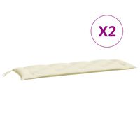 vidaXL Cojines de banco de jardín 2 uds blanco crema 150x50x7 cm